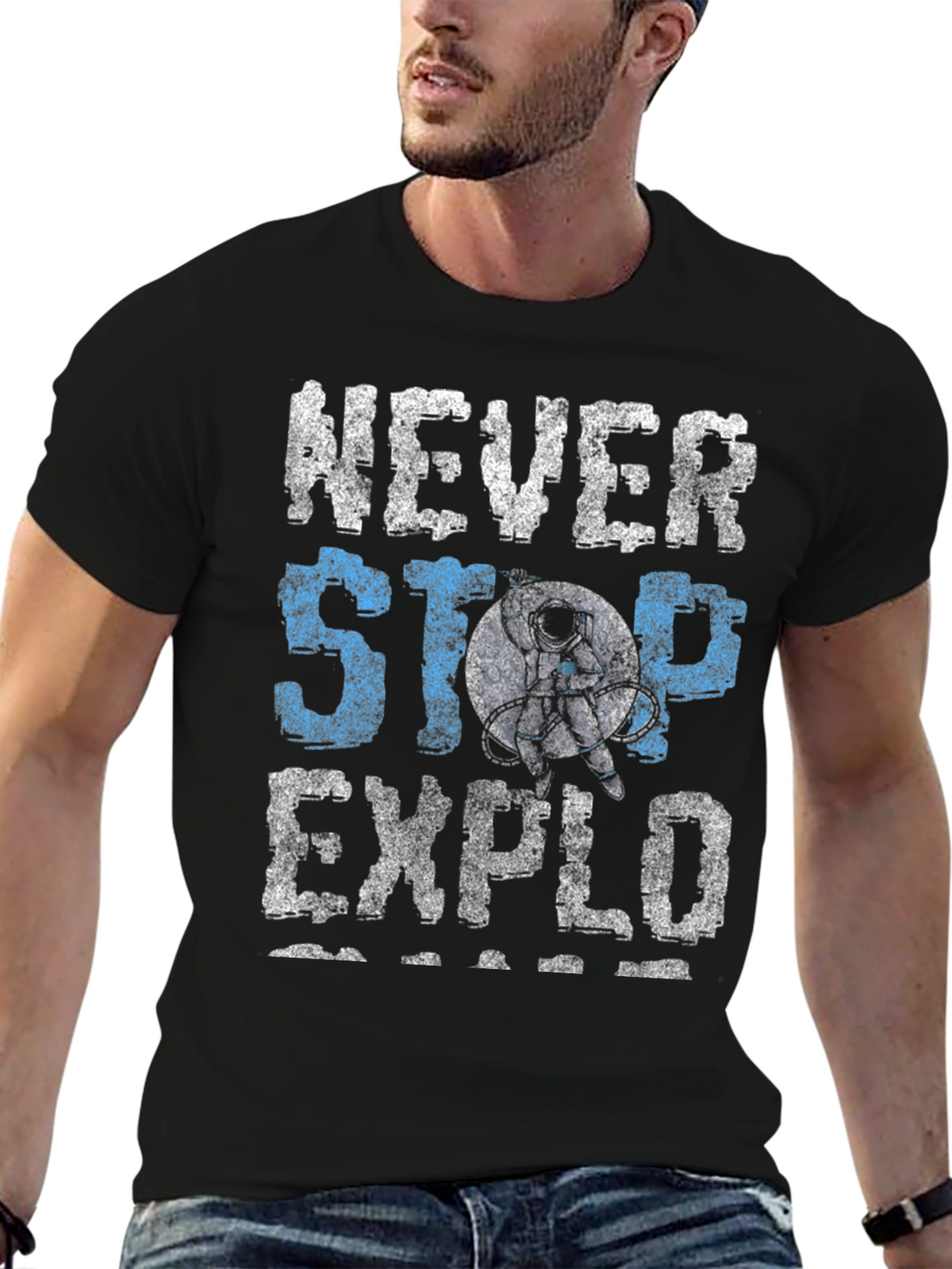 Never Stop Exploring Graphic Tee - Black
