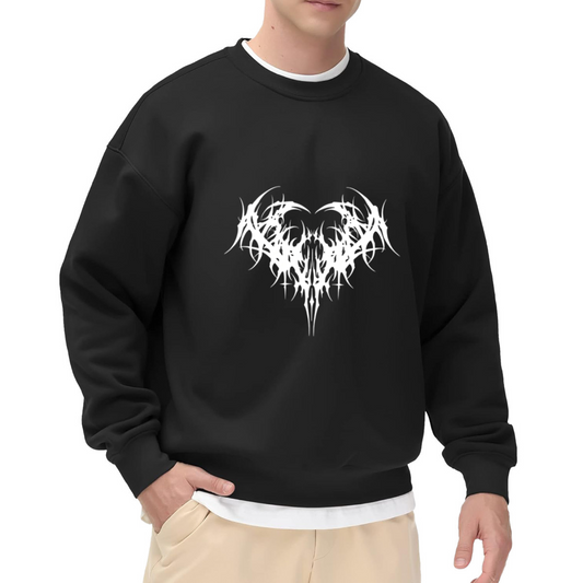 Gothic Thorn Dark Heart Y2K Street Crewneck