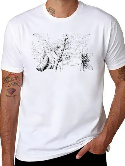 Mens Black Graphic Print Crew Neck T-Shirt