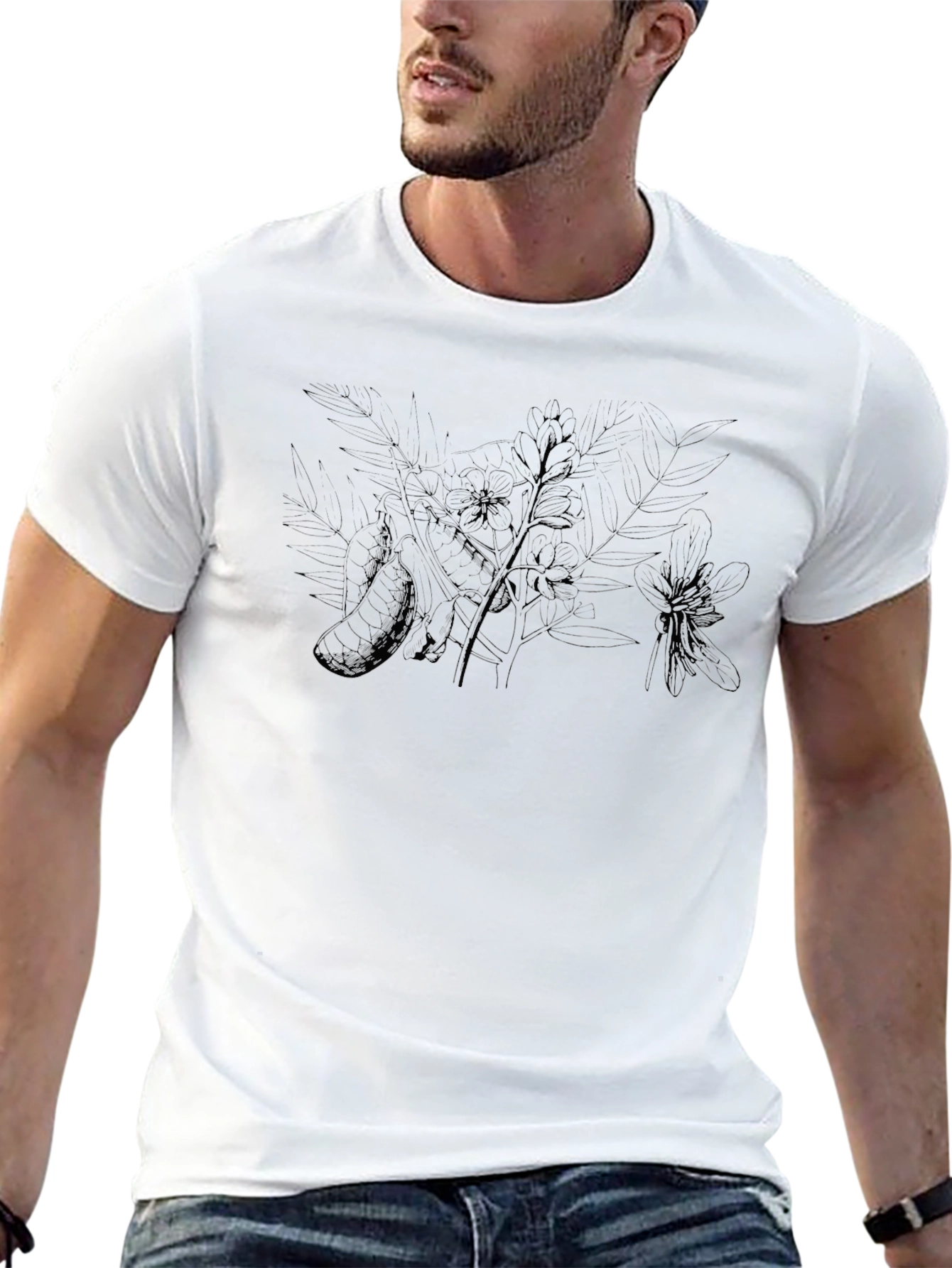 Mens Black Graphic Print Crew Neck T-Shirt