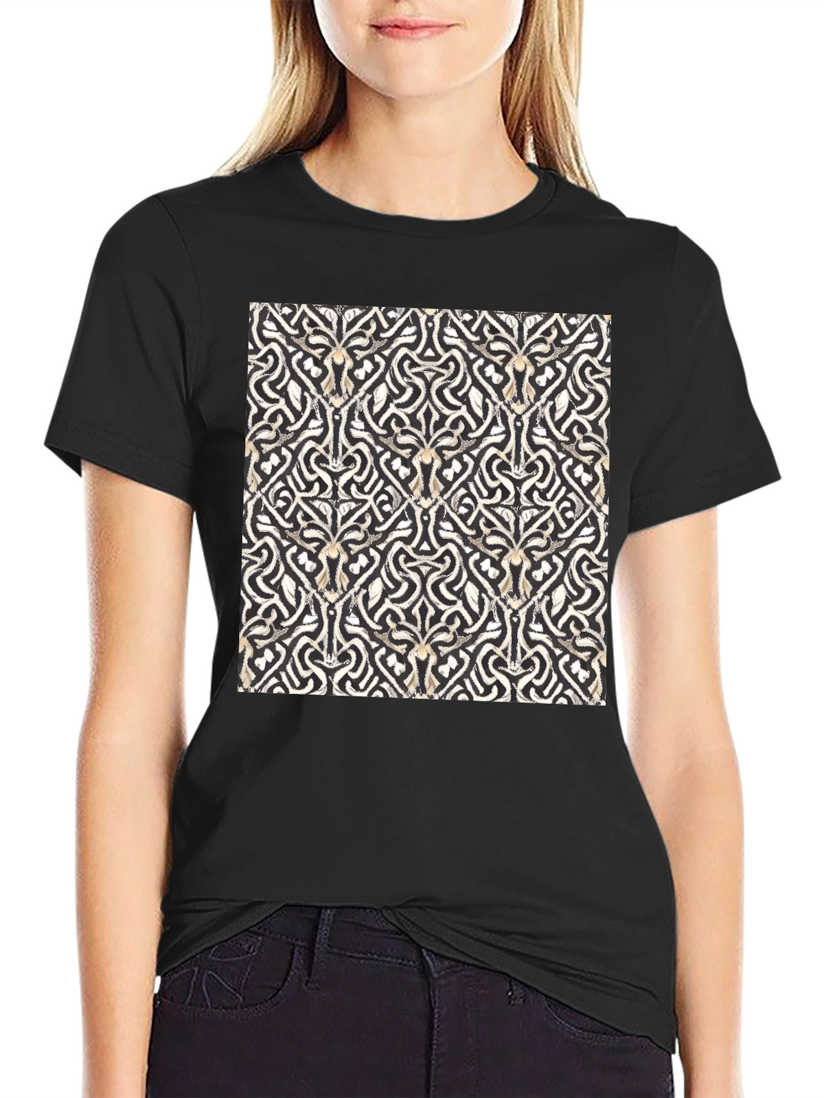 Abstract Pattern Black T-Shirt