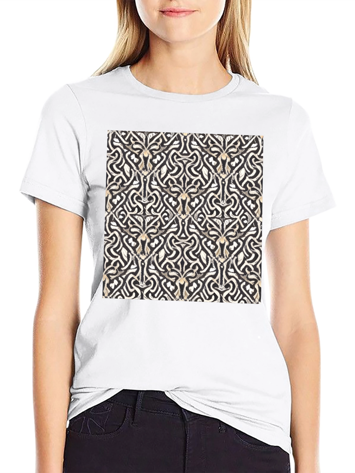 Abstract Pattern Black T-Shirt