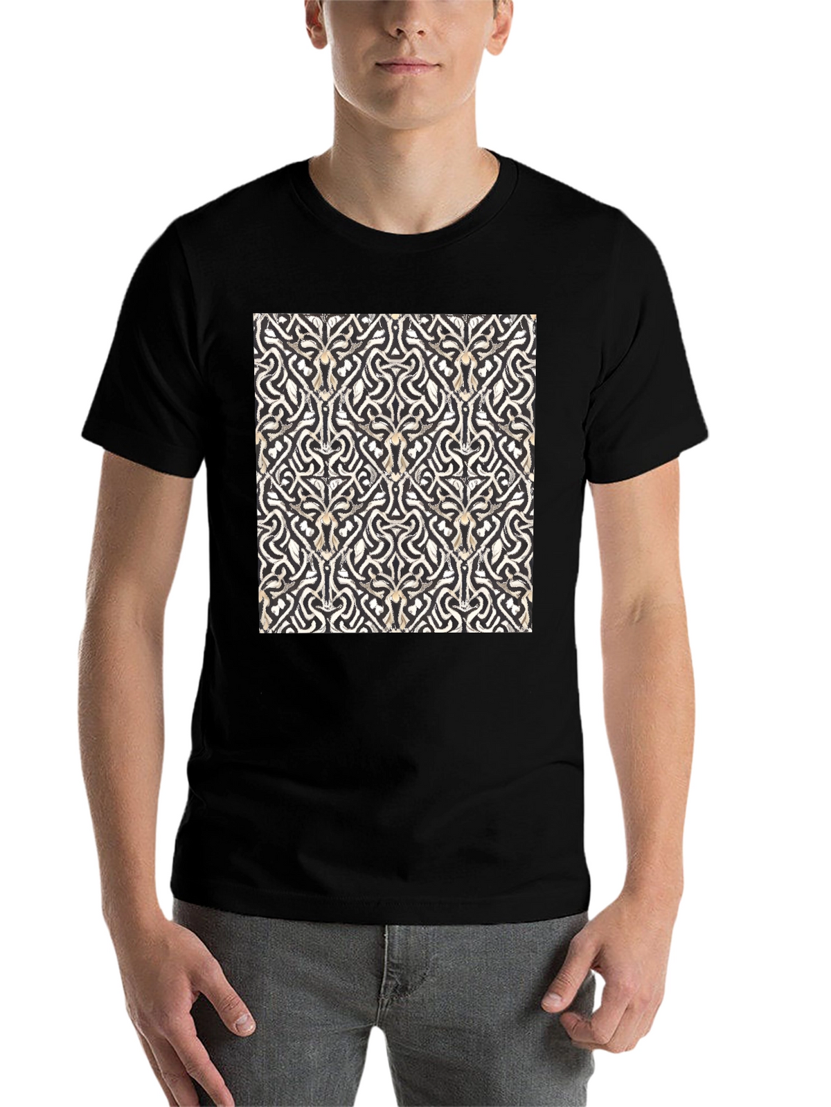 Abstract Pattern Black T-Shirt
