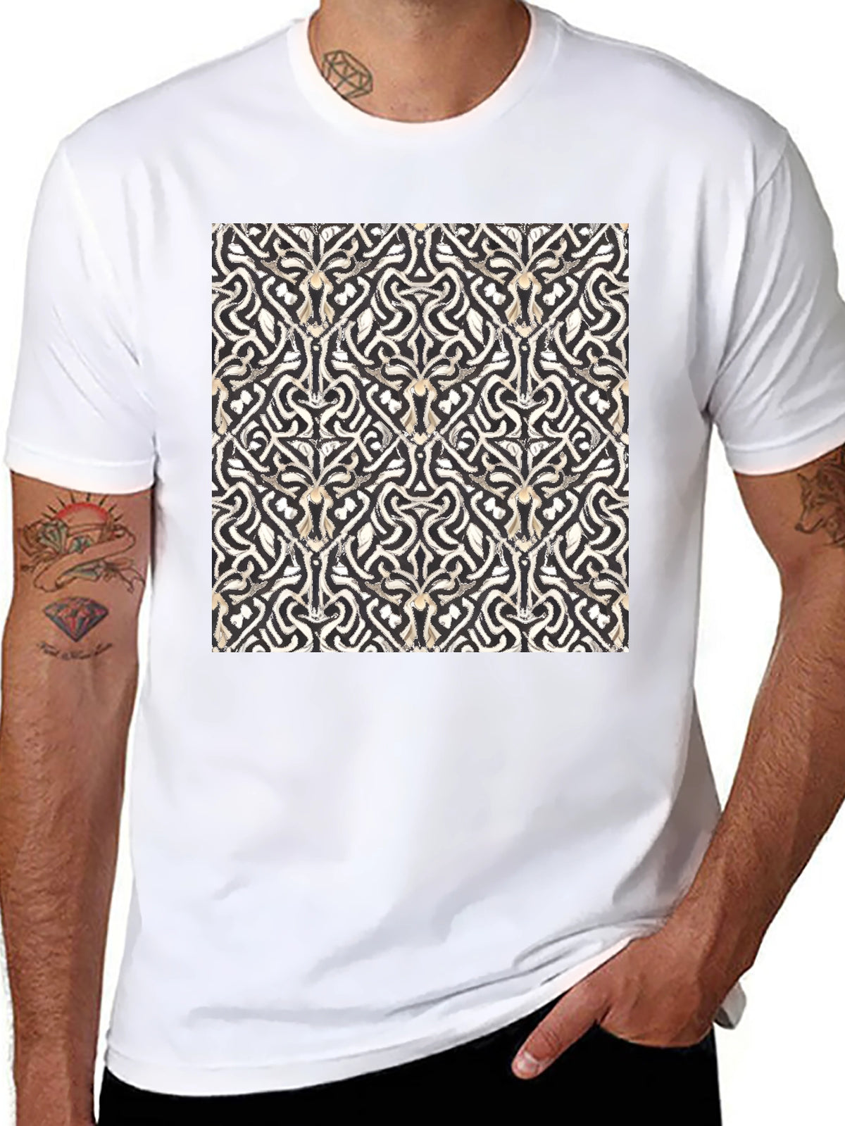 Abstract Pattern Black T-Shirt
