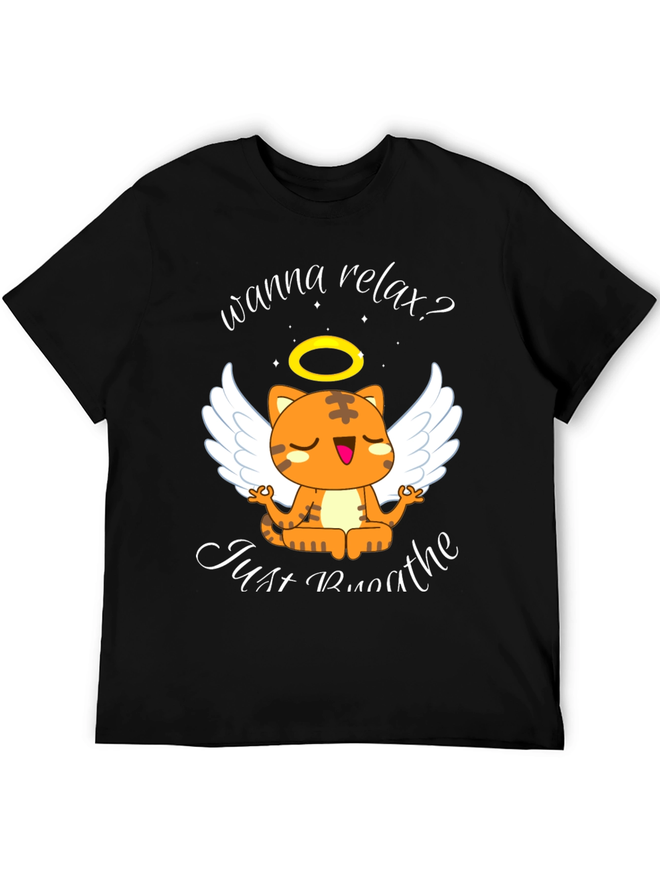 Relax Cat T-Shirt - Wanna Relax? Just Breathe Tee