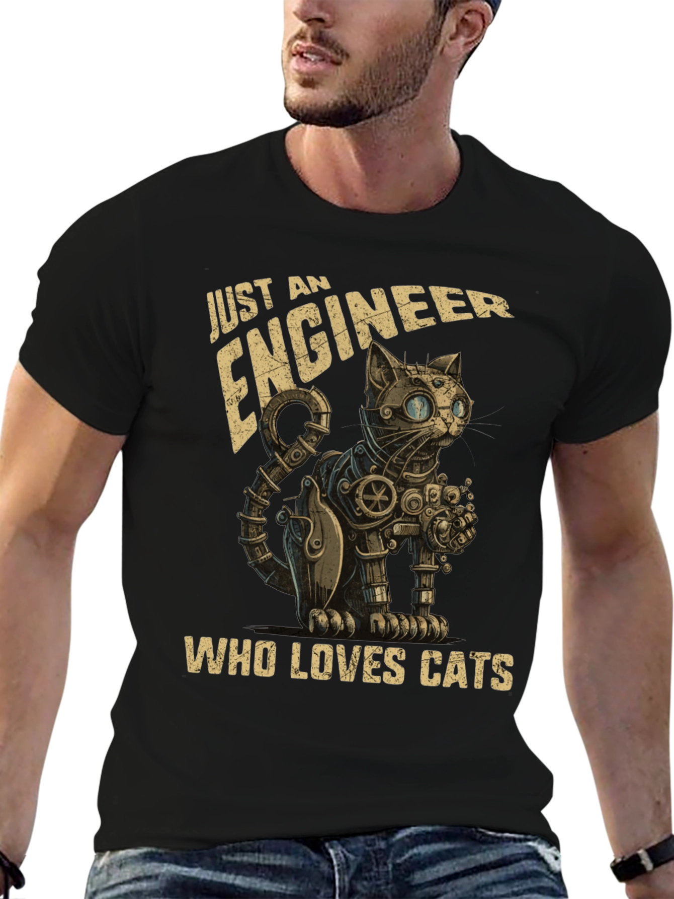 Engineer Cat Lover T-Shirt - Steampunk Style