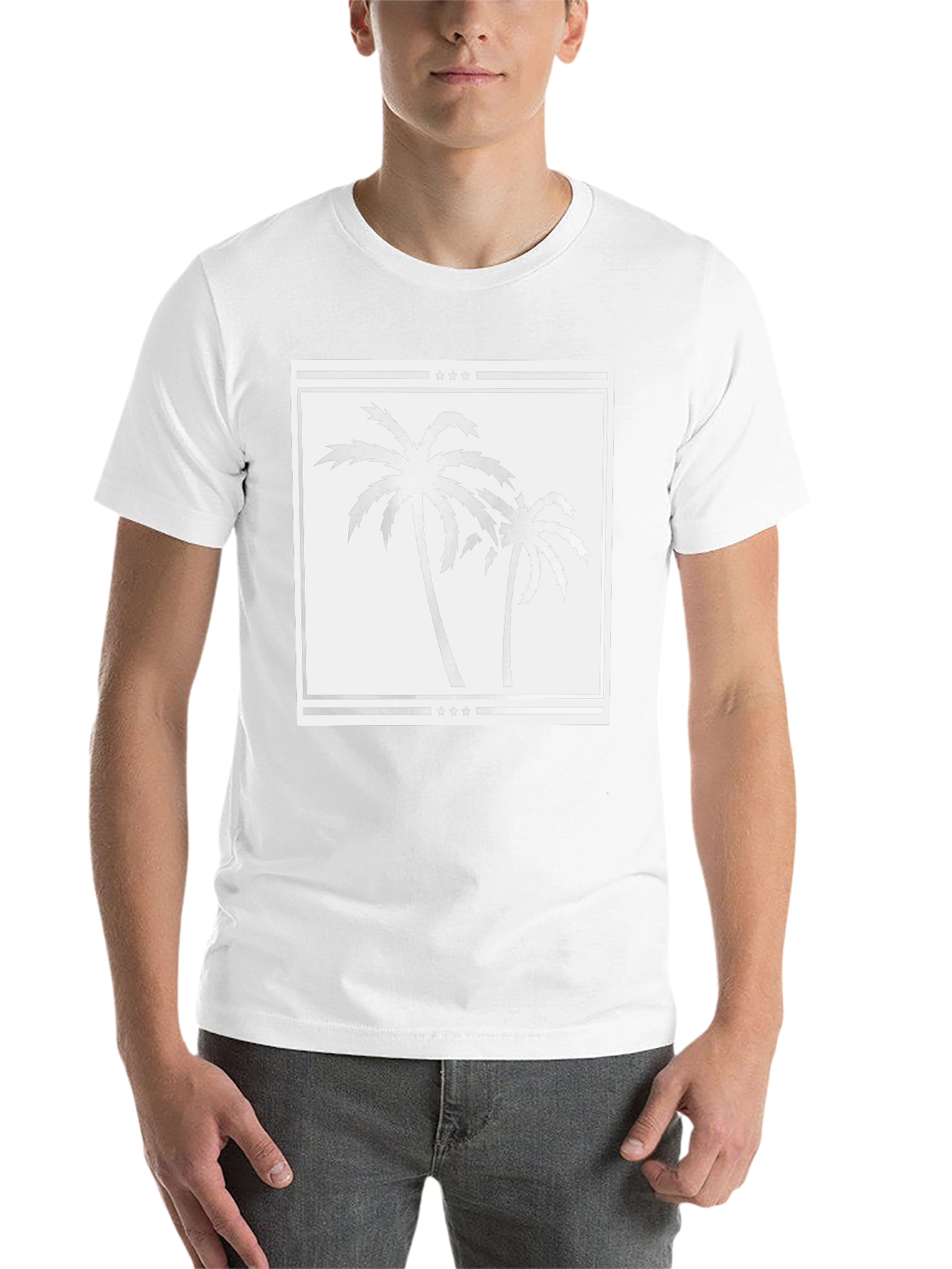 Palm Tree Graphic Tee - Black Cotton Casual Shirt