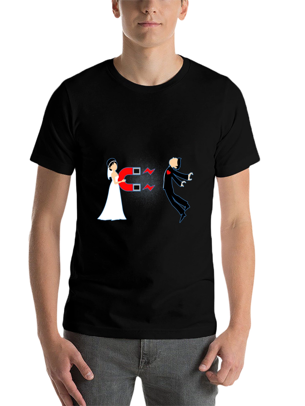 Magnetic Bride Groom Funny T-Shirt