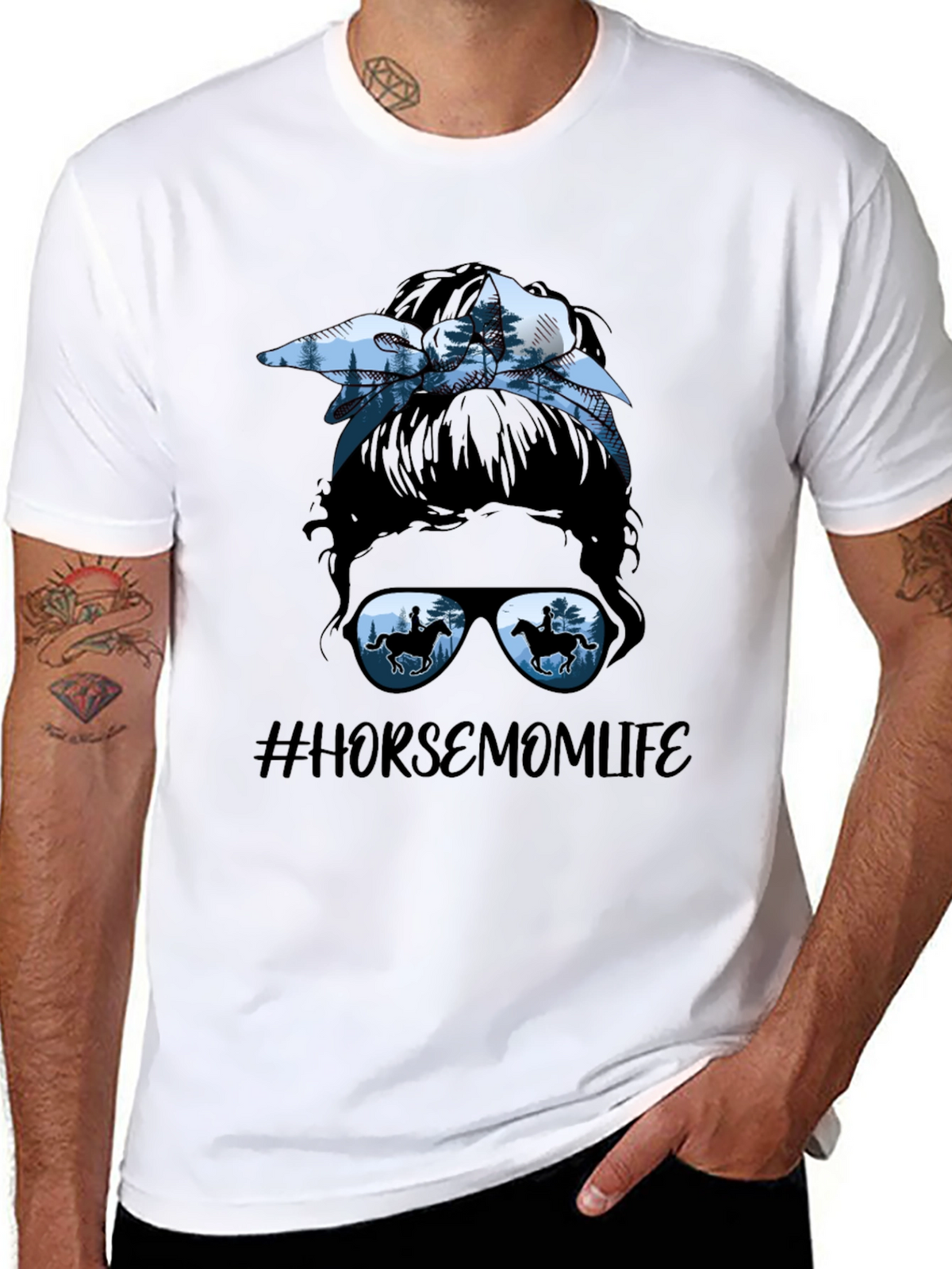 Horse Mom Life Messy Bun T-Shirt