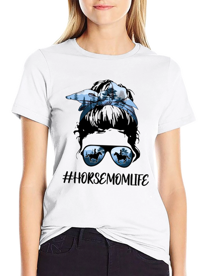 Horse Mom Life Messy Bun T-Shirt