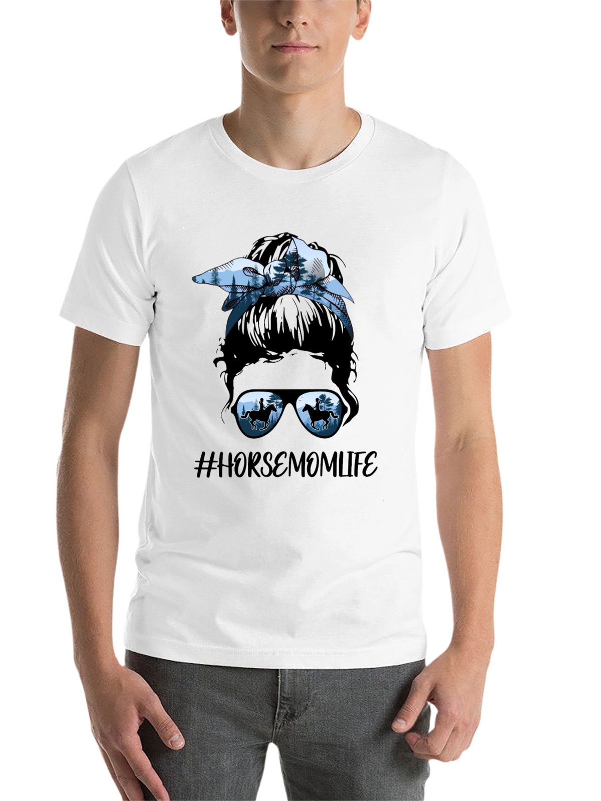 Horse Mom Life Messy Bun T-Shirt