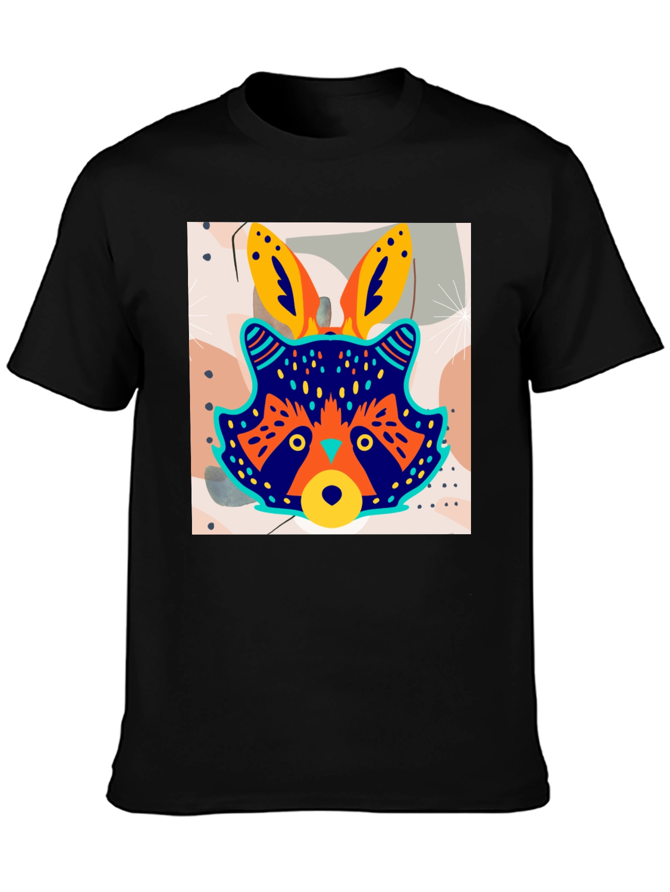 Funky Raccoon Graphic Tee - Stylish Mens Black T-Shirt