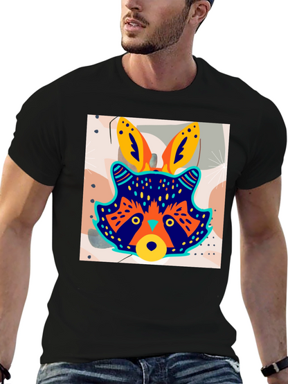 Funky Raccoon Graphic Tee - Stylish Mens Black T-Shirt