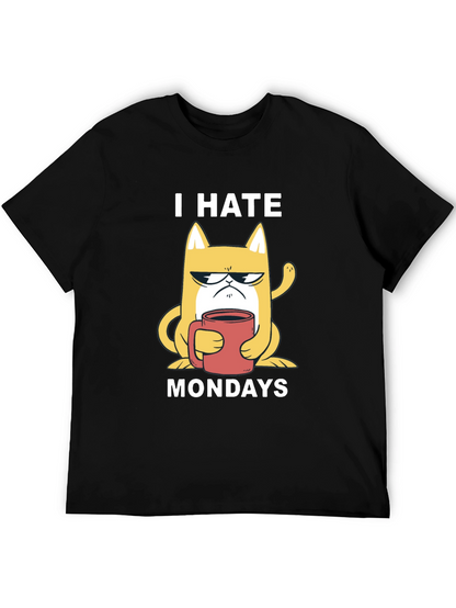 I Hate Mondays T-Shirt - Grumpy Cat with Coffee