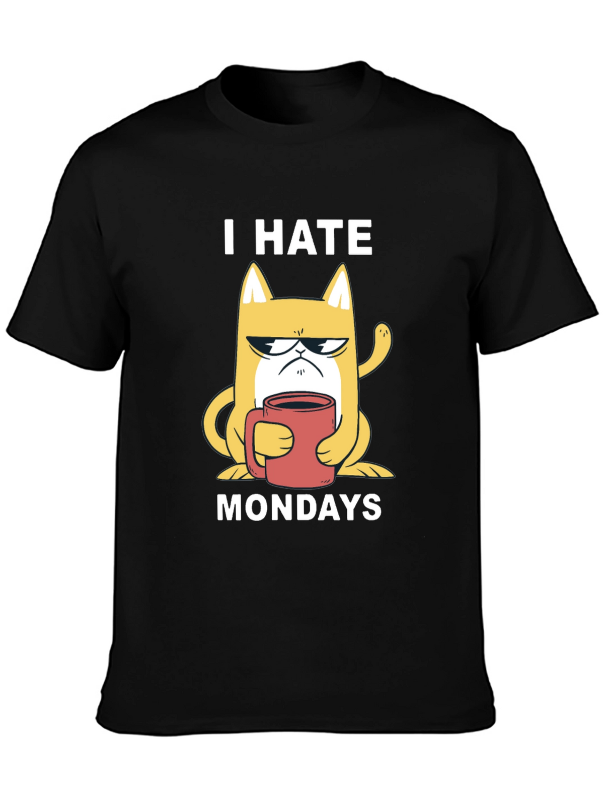 I Hate Mondays T-Shirt - Grumpy Cat with Coffee