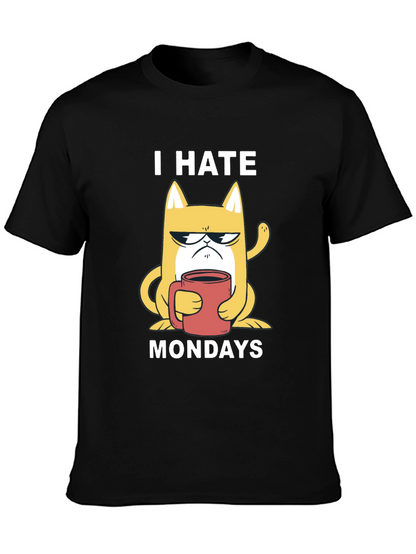 I Hate Mondays T-Shirt - Grumpy Cat with Coffee