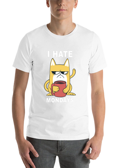 I Hate Mondays T-Shirt - Grumpy Cat with Coffee