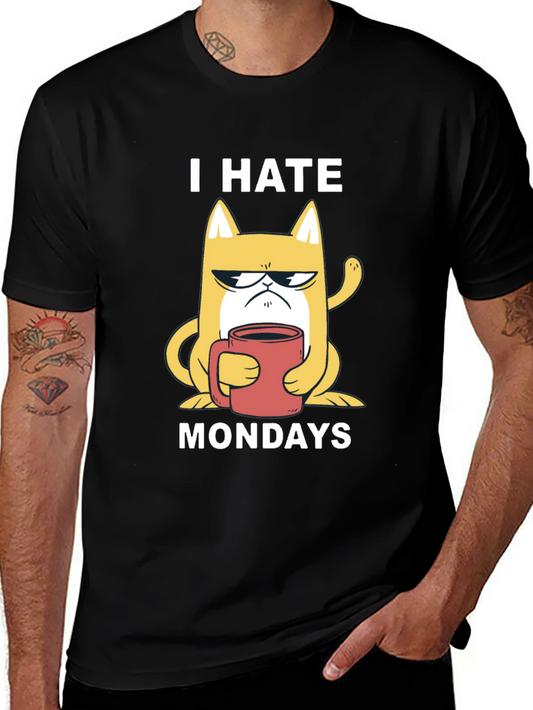 I Hate Mondays T-Shirt - Grumpy Cat with Coffee