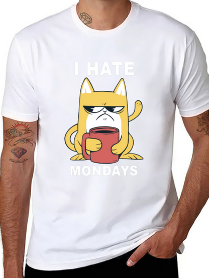I Hate Mondays T-Shirt - Grumpy Cat with Coffee