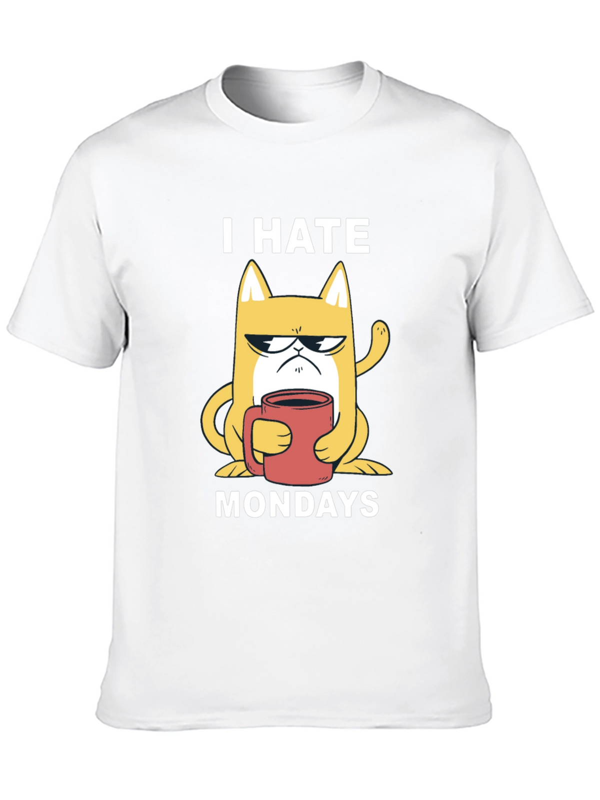 I Hate Mondays T-Shirt - Grumpy Cat with Coffee