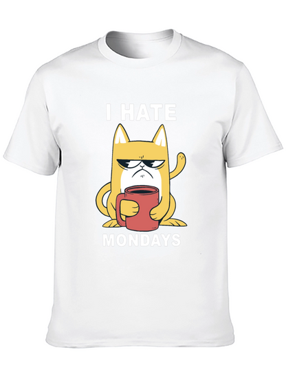 I Hate Mondays T-Shirt - Grumpy Cat with Coffee
