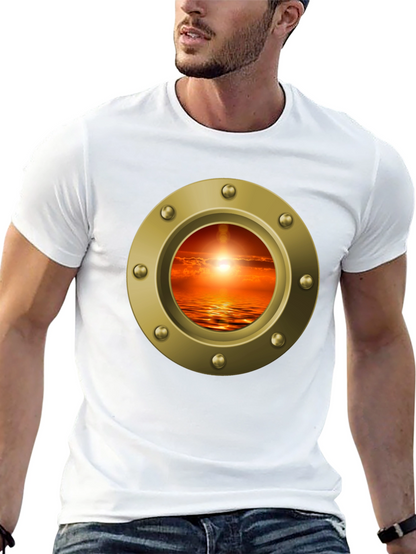 Nautical Porthole Sunset T-Shirt - Ocean View Tee