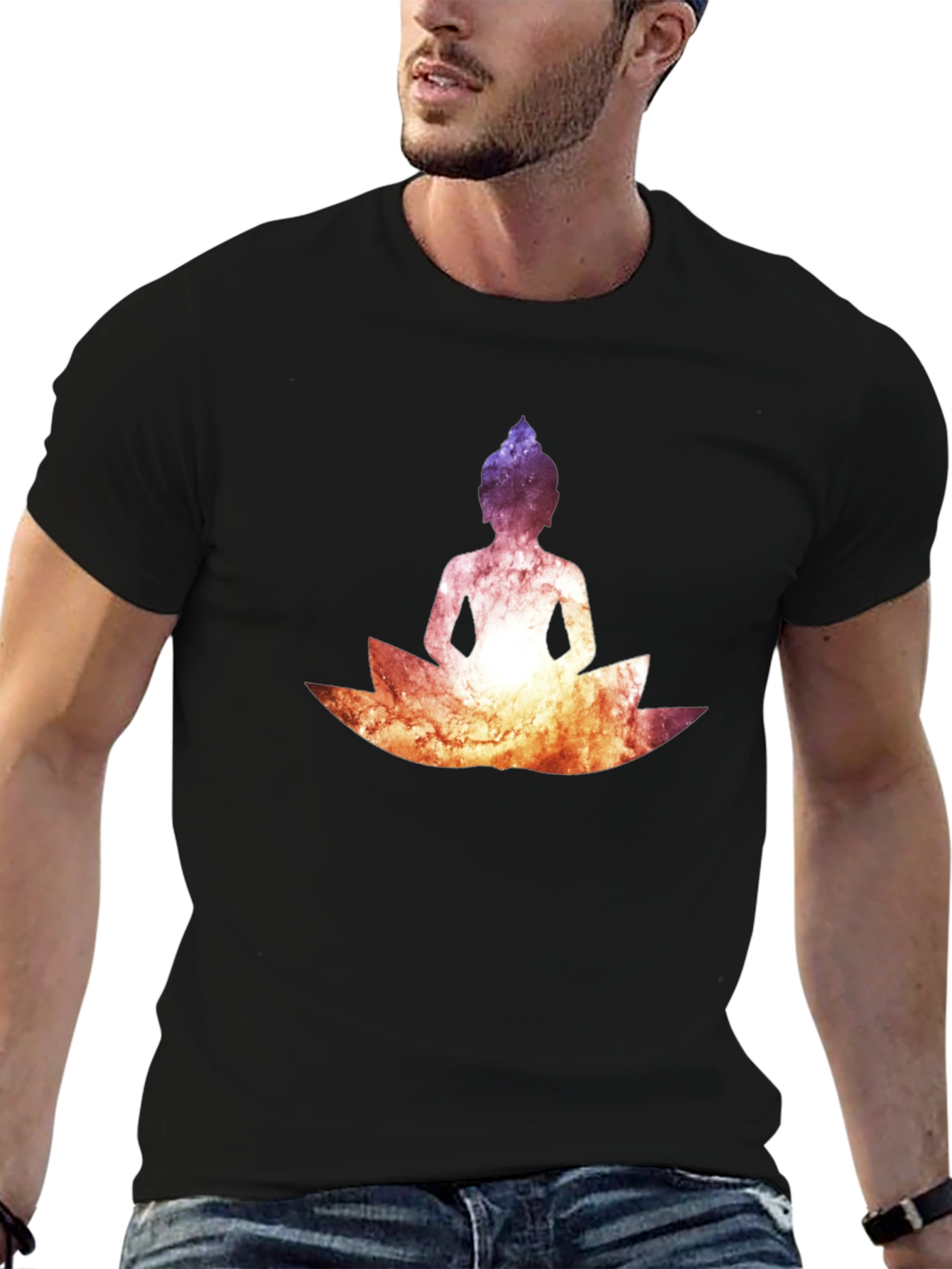 Buddha Lotus Graphic Tee - Cosmic Black T-Shirt
