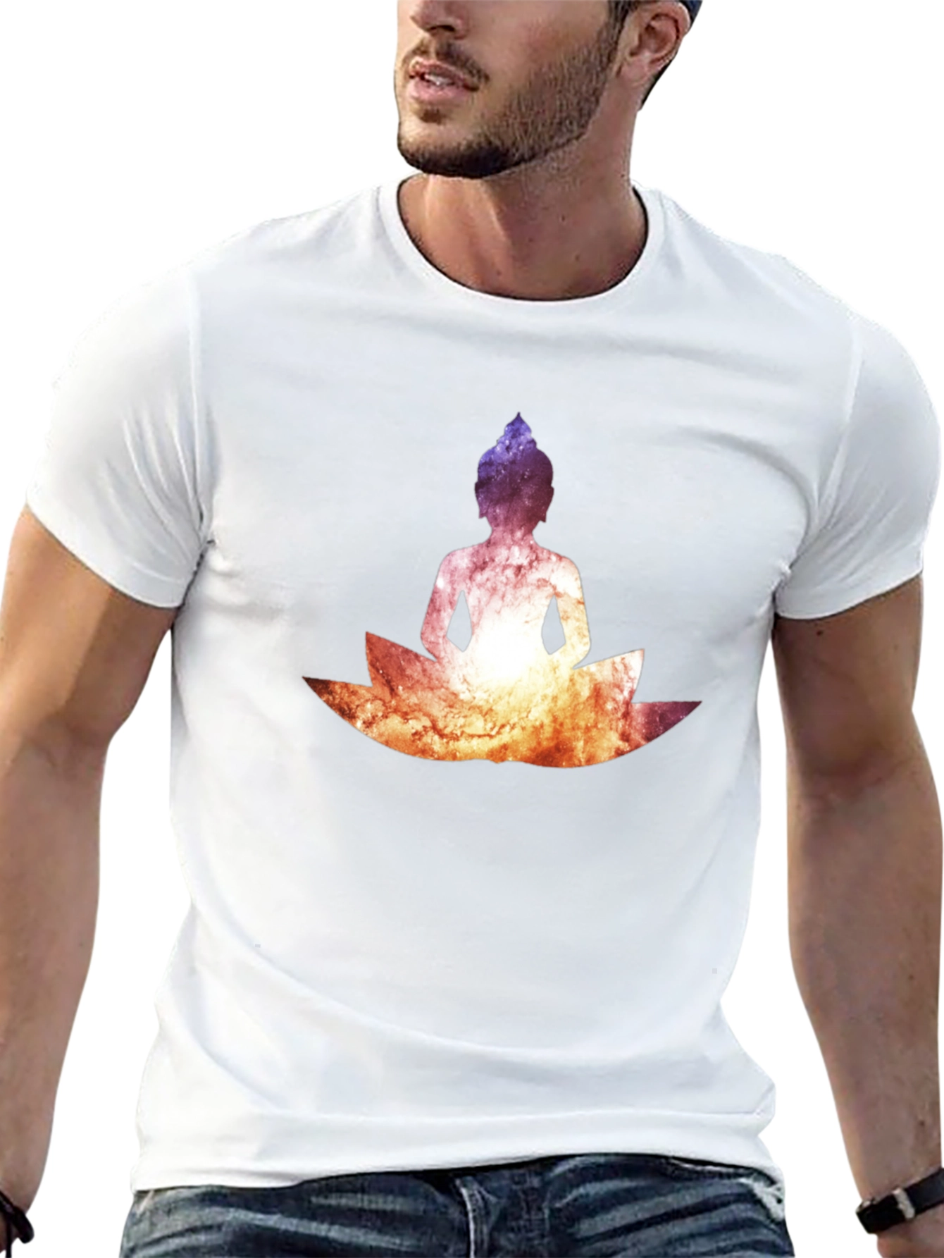 Buddha Lotus Graphic Tee - Cosmic Black T-Shirt