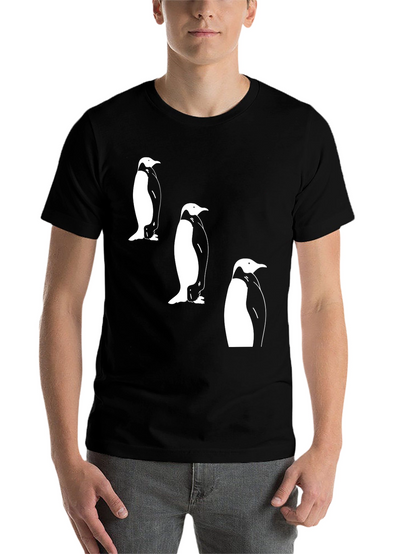 Penguin Trio Graphic Tee - Black Cotton T-Shirt