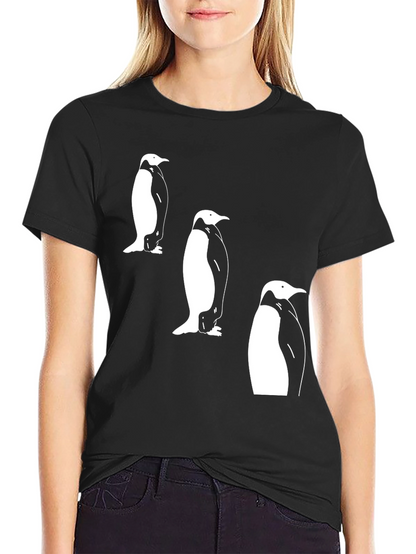 Penguin Trio Graphic Tee - Black Cotton T-Shirt