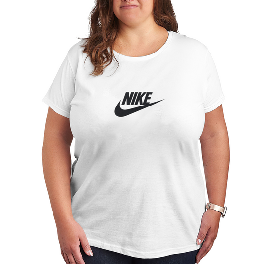 Plus Size Women Classic Nike Logo Street?Style Short Sleeve T?Shirt