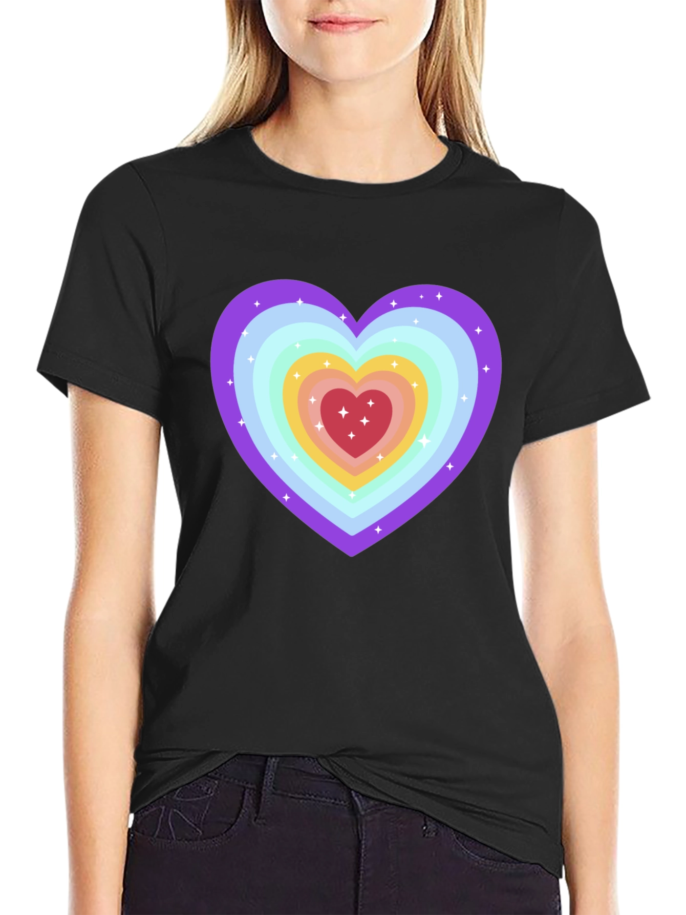 Rainbow Heart Graphic Tee - Soft & Stylish