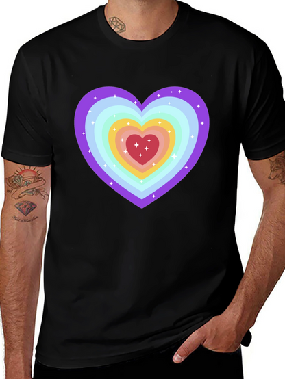 Rainbow Heart Graphic Tee - Soft & Stylish