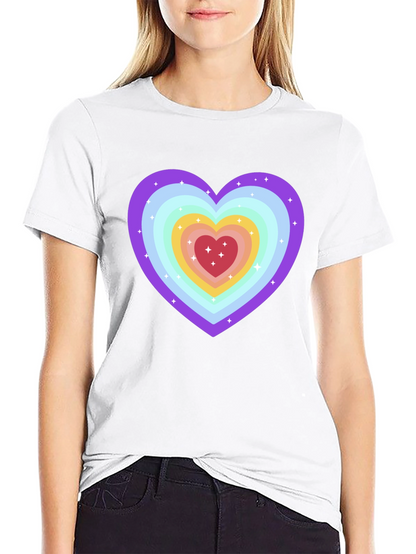 Rainbow Heart Graphic Tee - Soft & Stylish