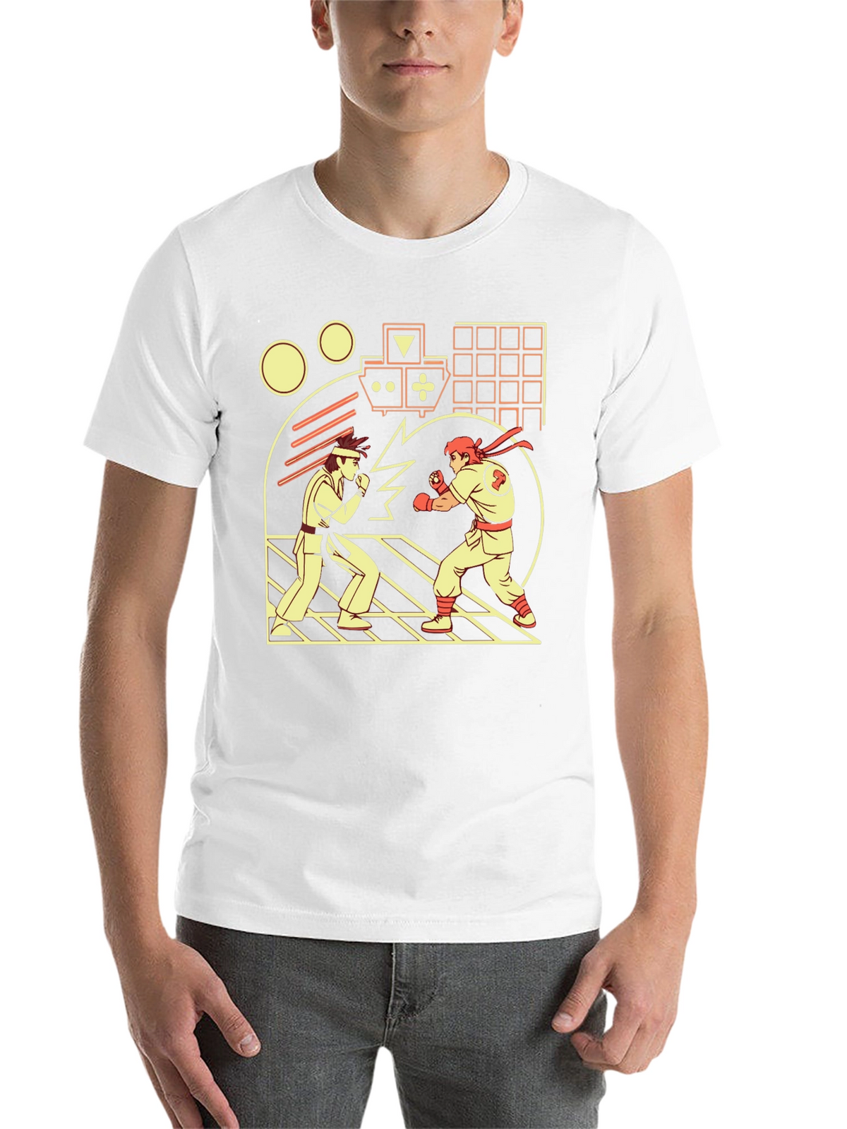 Retro Video Game Fight T-Shirt - Black