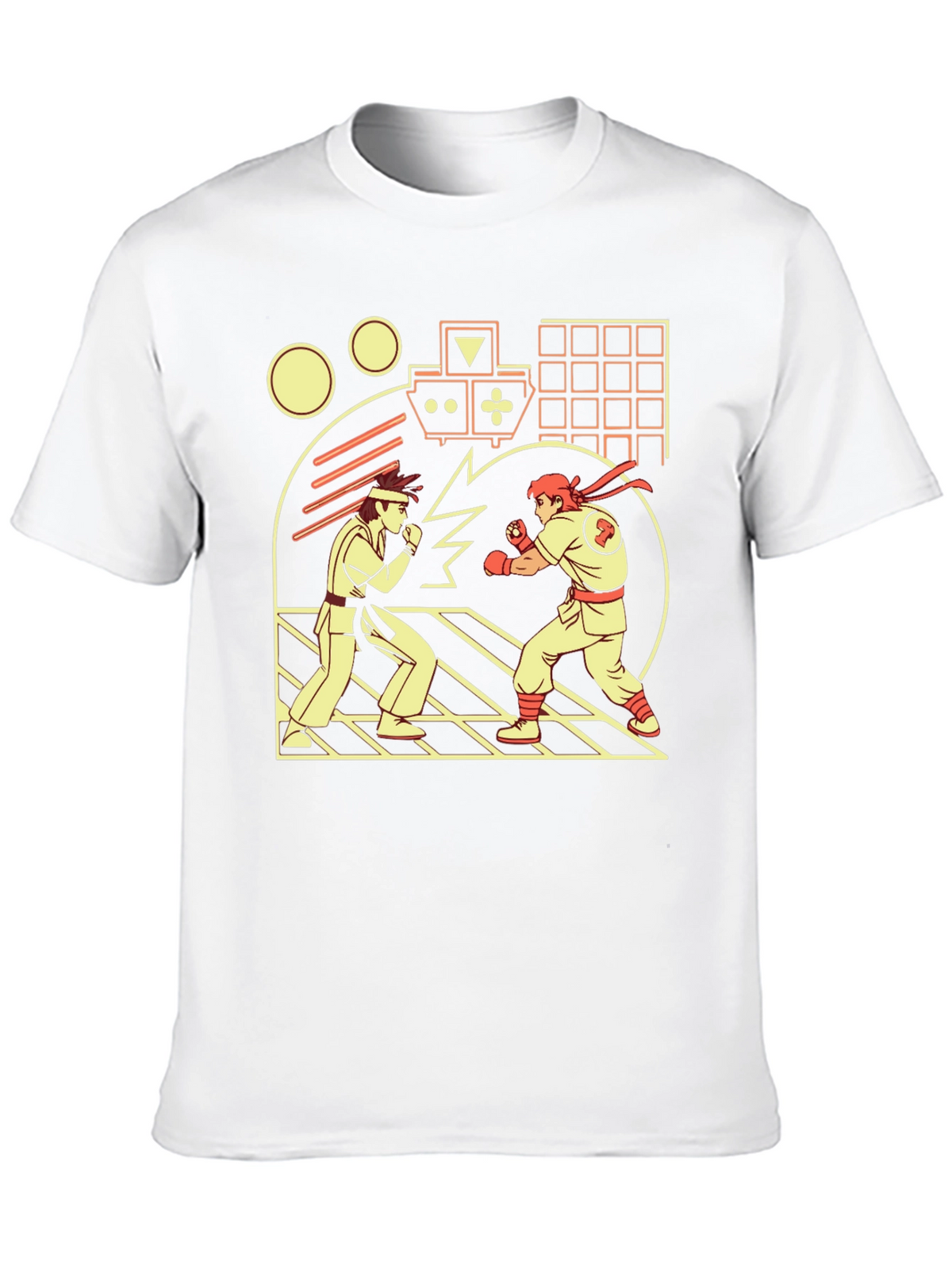 Retro Video Game Fight T-Shirt - Black