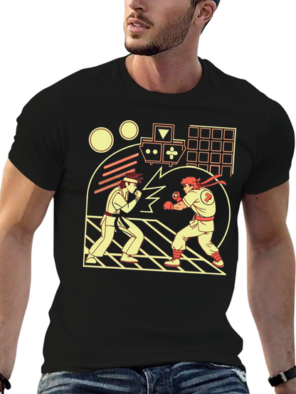 Retro Video Game Fight T-Shirt - Black