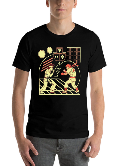 Retro Video Game Fight T-Shirt - Black