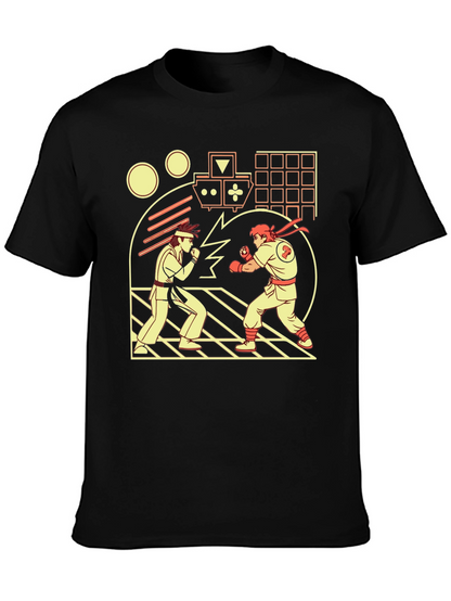 Retro Video Game Fight T-Shirt - Black
