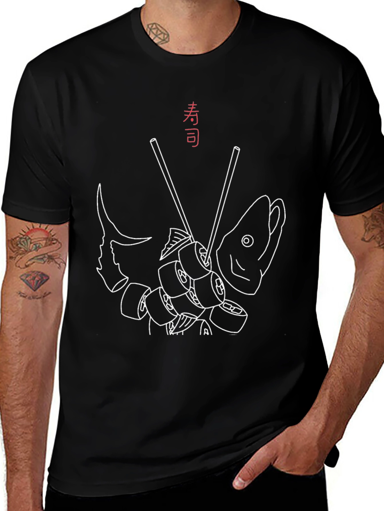 Sushi Fish Graphic Tee - Japanese Food Art T-Shirt