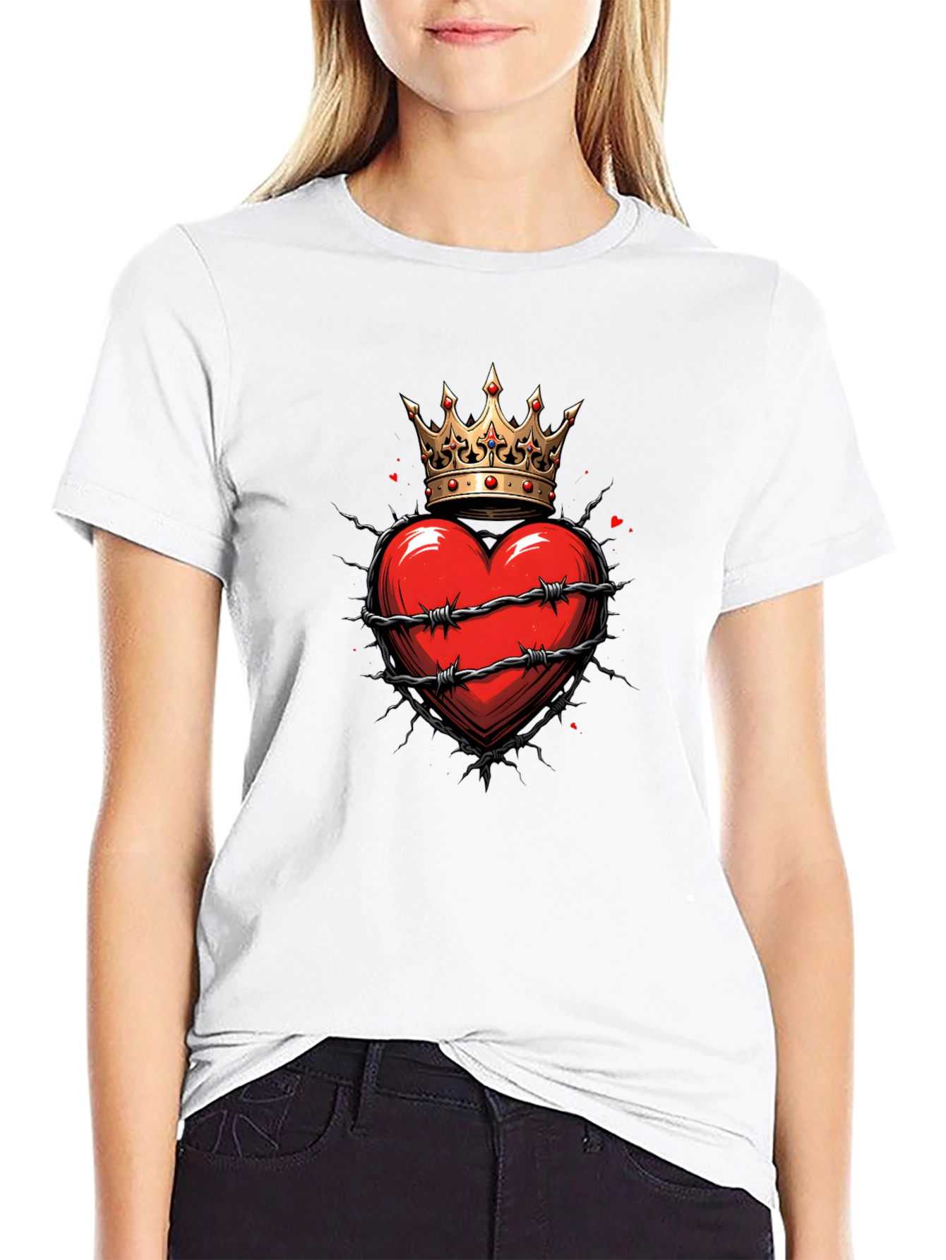 Crowned Heart Graphic Tee - Edgy Style