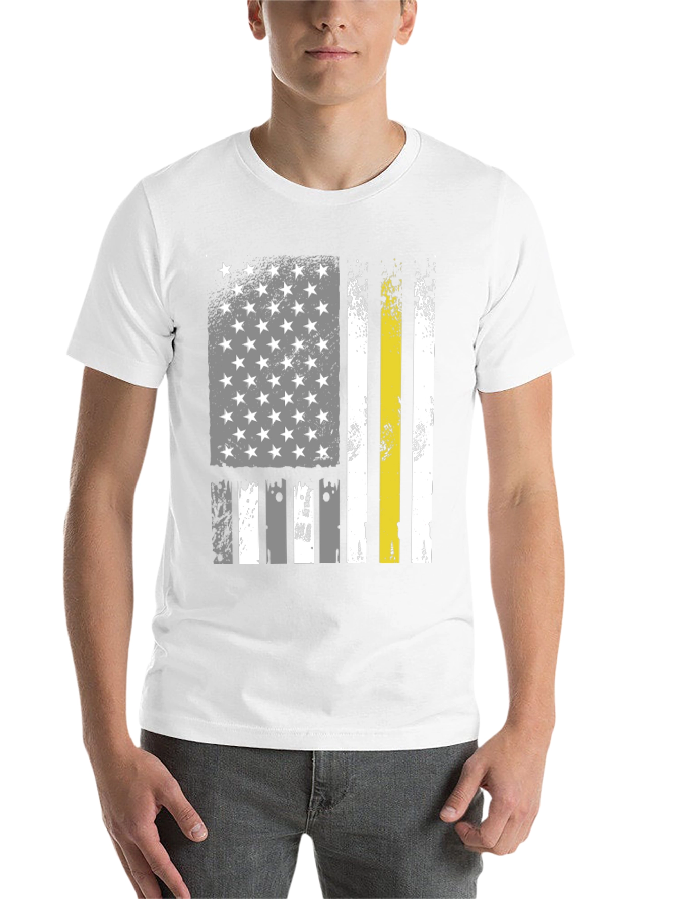 American Flag Thin Yellow Line Black T-Shirt