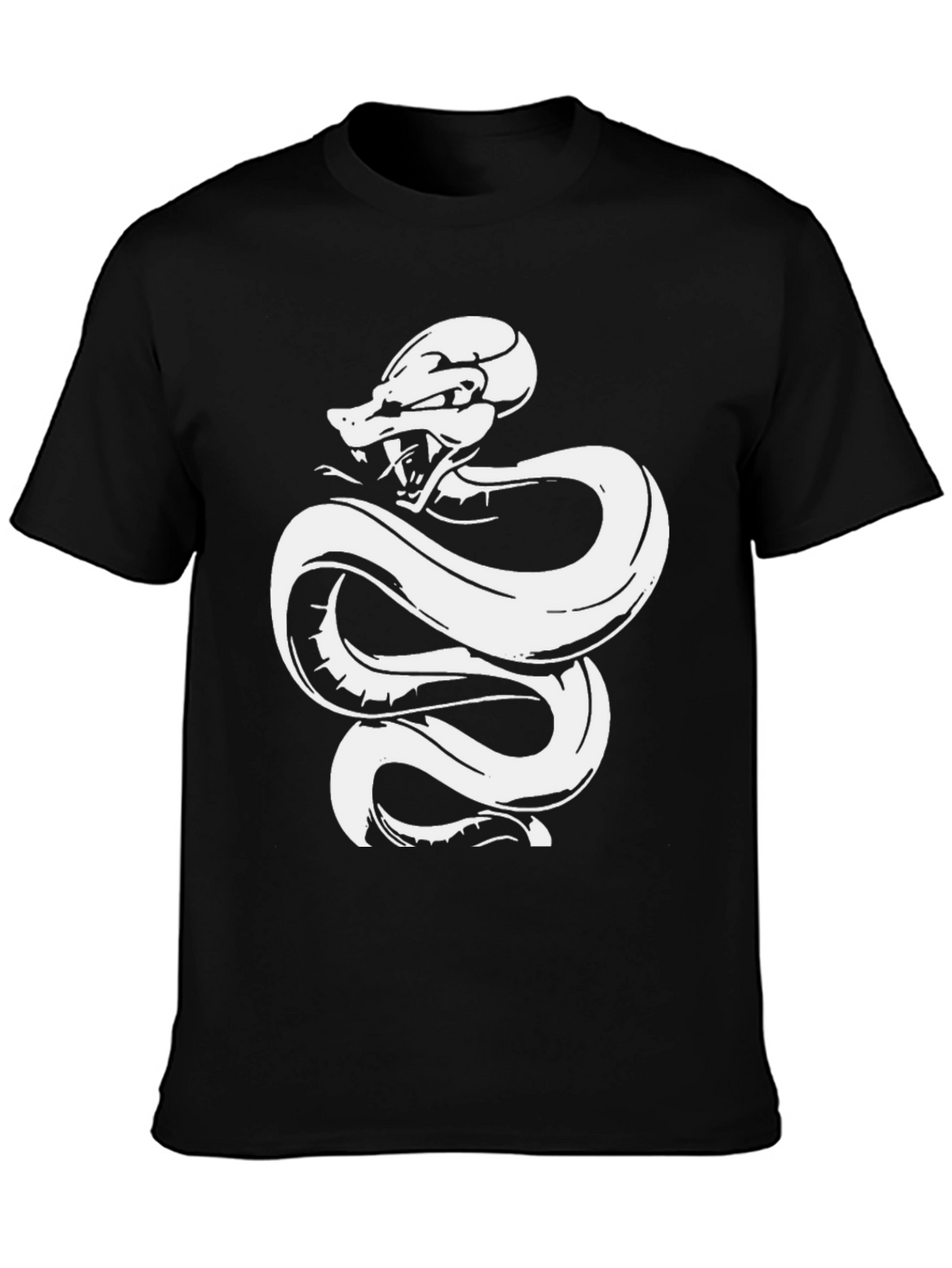 Black Tee with White Snake Graphic