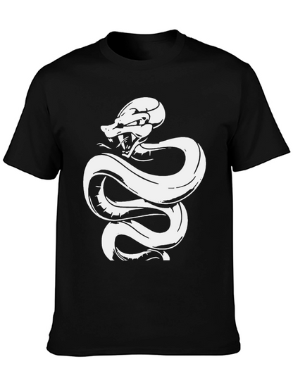 Black Tee with White Snake Graphic
