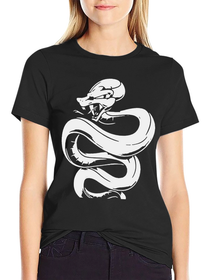 Black Tee with White Snake Graphic