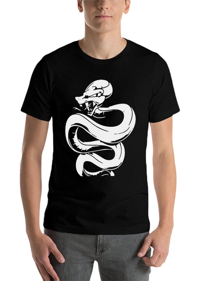 Black Tee with White Snake Graphic