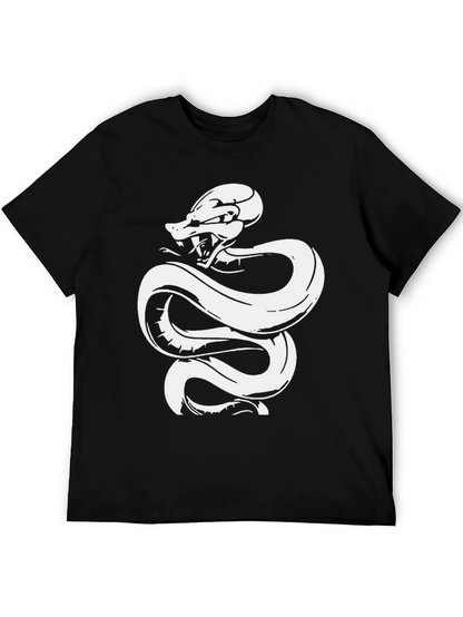 Black Tee with White Snake Graphic