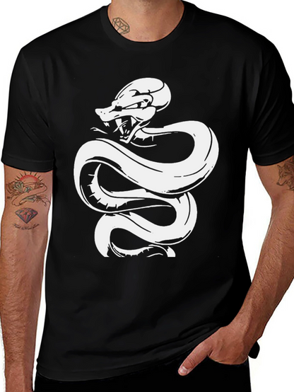 Black Tee with White Snake Graphic