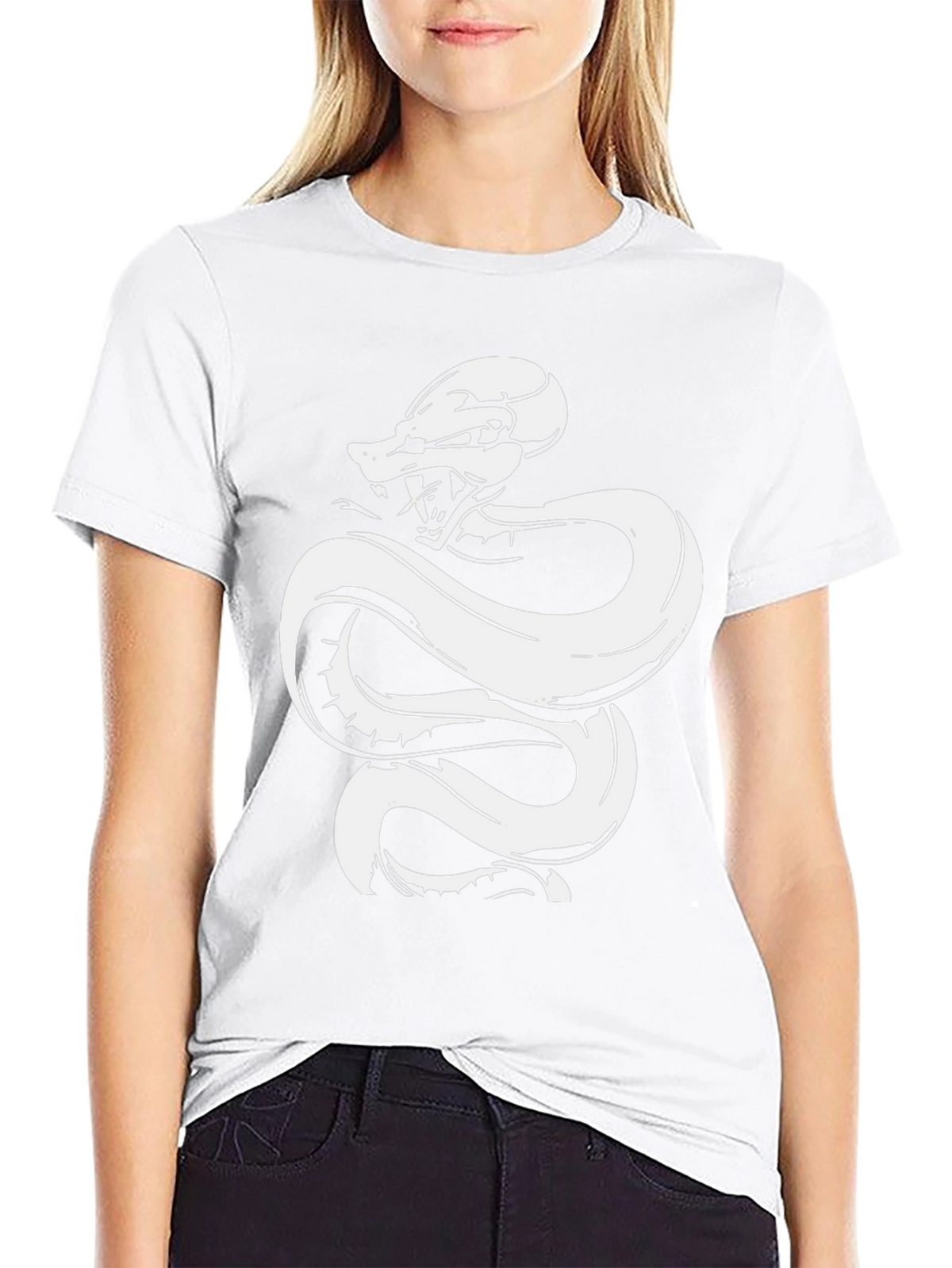 Black Tee with White Snake Graphic