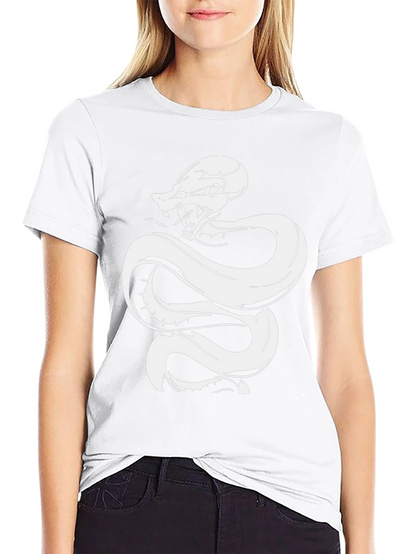Black Tee with White Snake Graphic